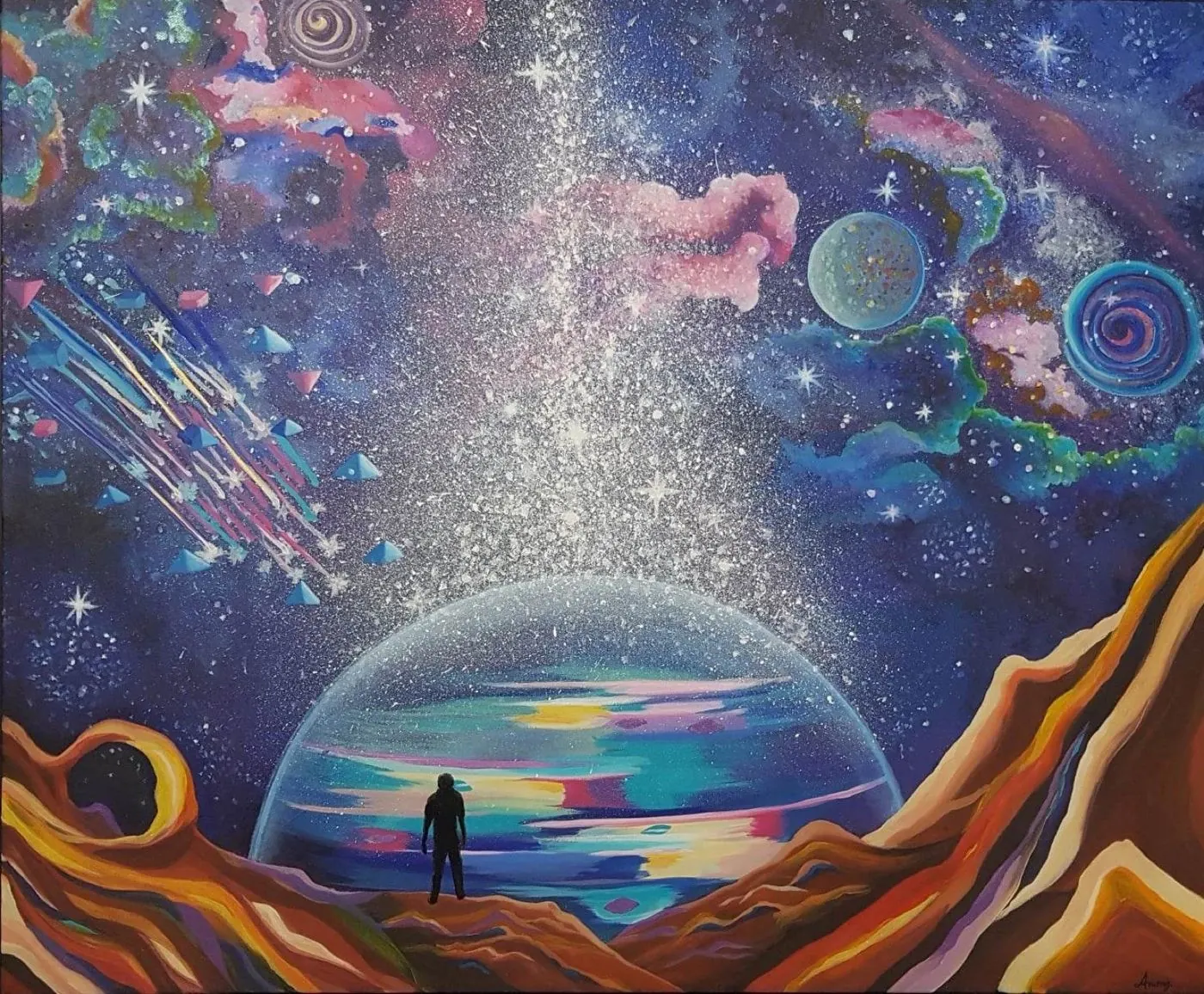 Le Dalaï-lama, huile sur toile d'Anong Lopes