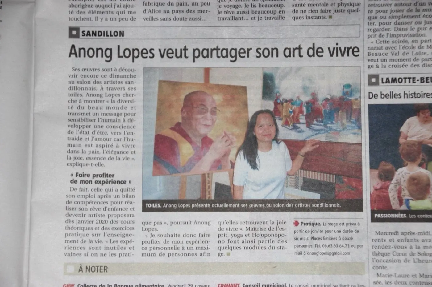 Article de La République du Centre : Anong Lopes veut partager son art de vivre